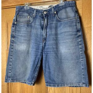 VINTAGE Levis‎ 569 Loose fit Shorts 34 Light Wash Straight Denim Red Tab Y2K